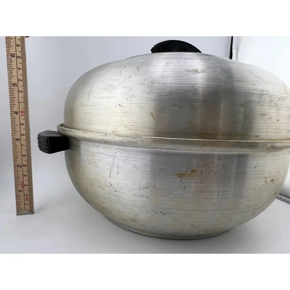 Vintage Silver Aluminum Bread or Bun Warmer 3-Piece‎ Serving Oven